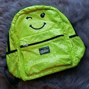 Girls Justice winky face neon backpack